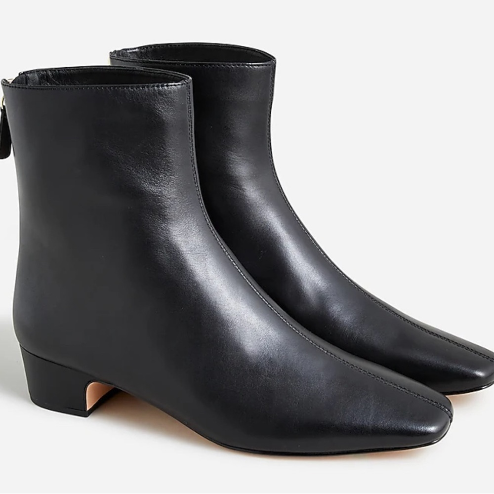 JCrew black Roxie back-zip ankle boots in leather